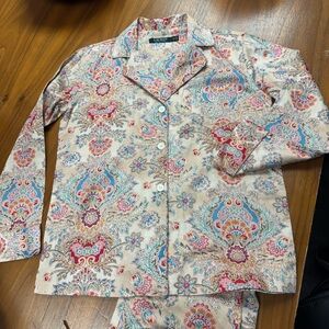 Cream Paisley petite small Pajama Set mint